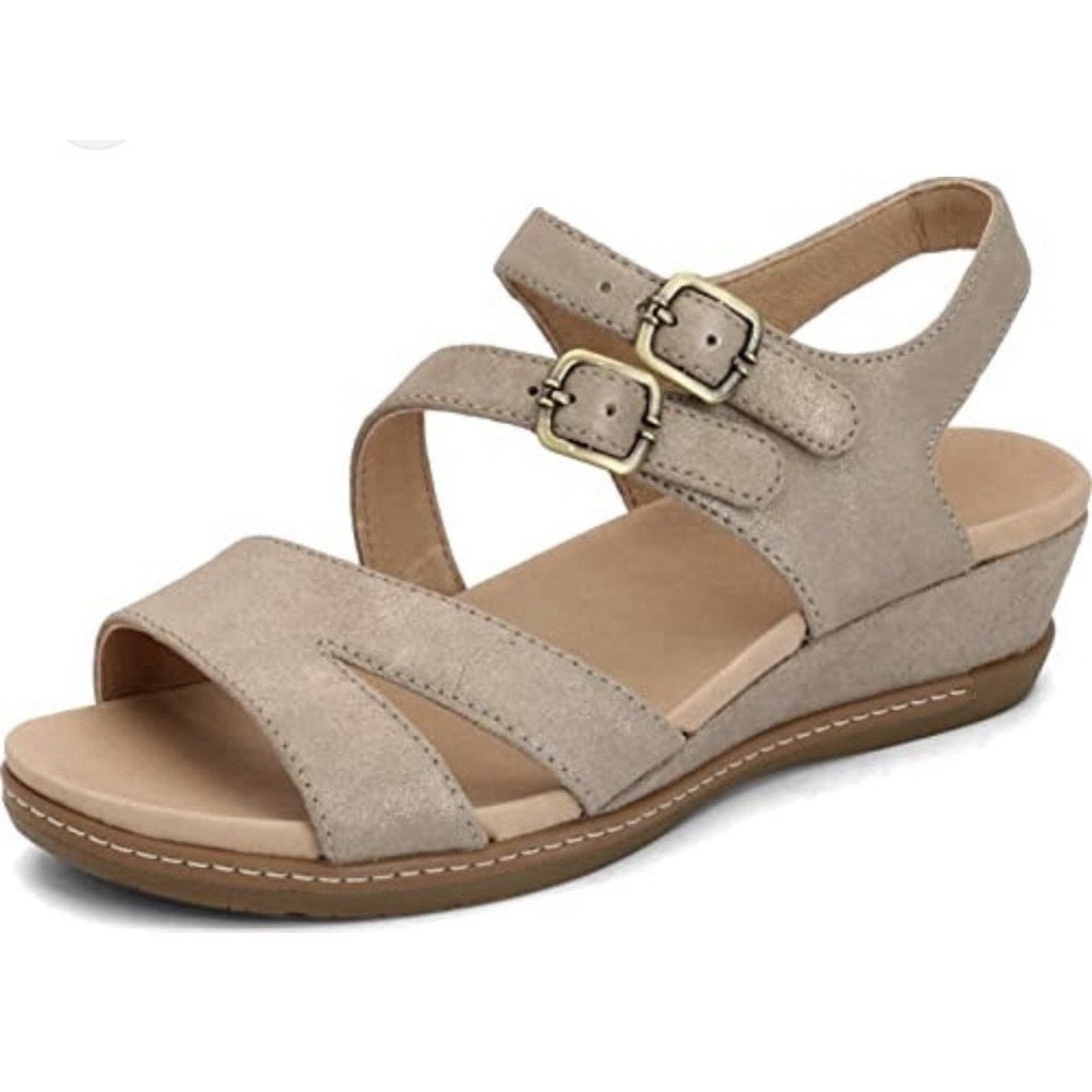 Dansko ANGELA Leather SANDALS in SAND Metallic WOMEN'S Size 41 US 10.5-11